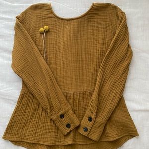 Madewell Button-up Back Mustard Blouse